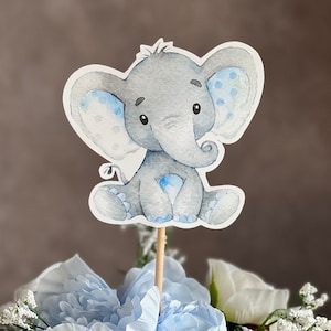 Blue Elephant Diaper Cake Topper: Baby Shower Centerpiece