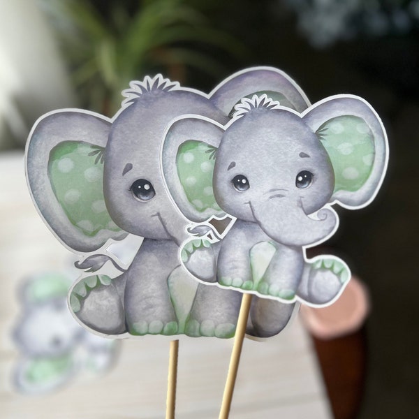 Mint Green Baby Elephant Centerpiece, Diaper cake topper, Baby Shower Elephant, Decor Centerpieces Elephants, Baby Showers centerpiece
