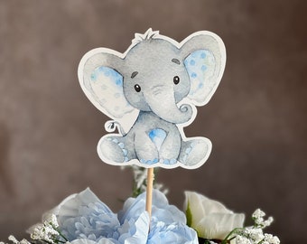 Blue Elephant Diaper Cake Topper: Baby Shower Centerpiece