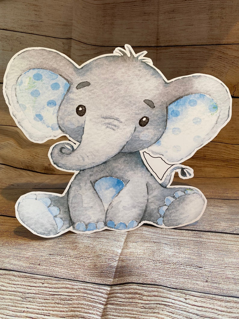 Blue Elephant Baby Boy Diaper cake topper Baby Shower | Etsy