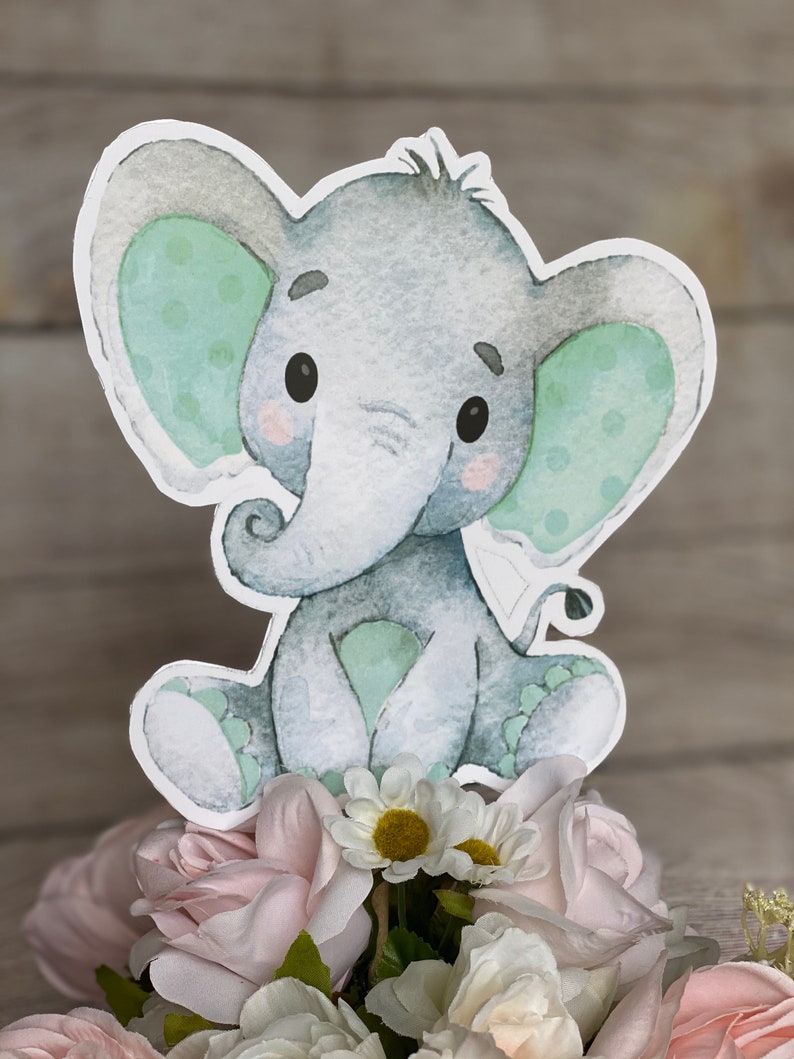 Mint Elephant Green Baby Elephant Baby Shower Elephant Etsy