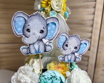 Blue Elephant, Baby Boy, Diaper cake topper, Baby Shower Elephant, Decor Centerpieces Elephants, Baby Showers centerpiece, 5"Tall one