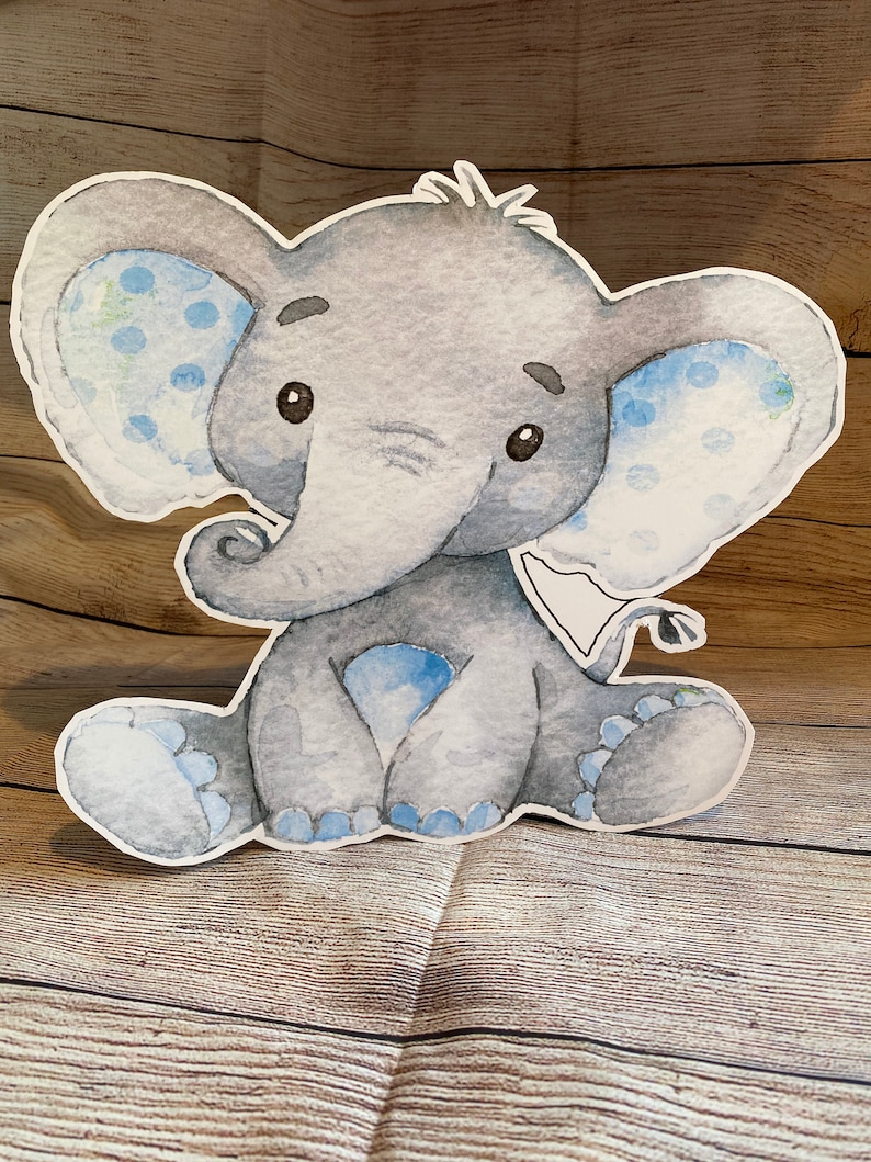 Baby Elephant Baby Shower Elephant Blue Elephant Cutout Etsy
