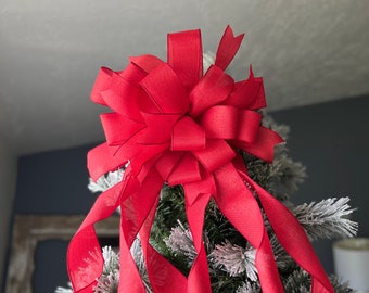 Red Christmas Bow, Christmas tree topper Bow, Christmas red Bow, Christmas Decorations, Indoor Christmas Bow, Christmas Traditional Bow