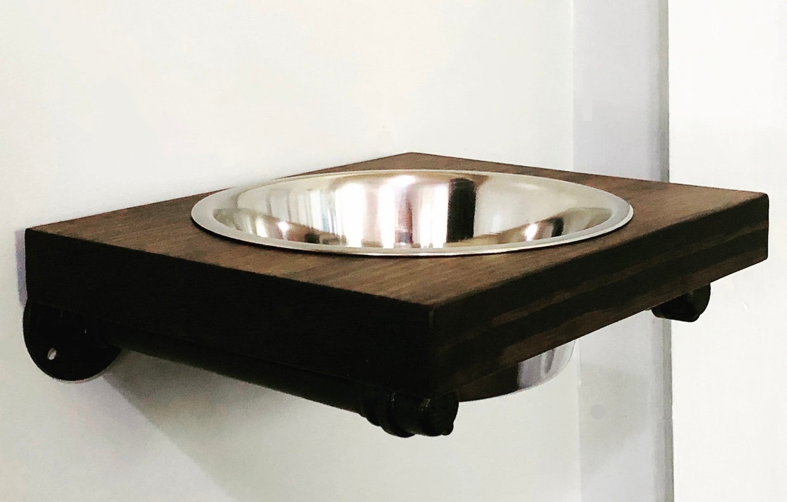 Large 1 Bowl Floating Shelf Elevated Wall Mounted Dog Water Etsy