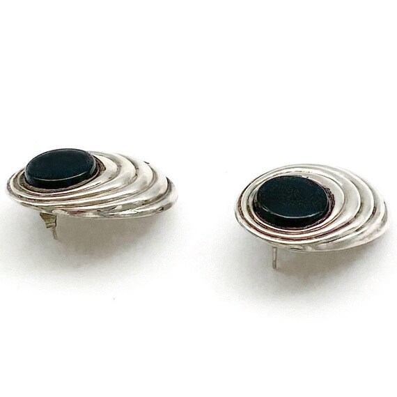 Sterling 925 Onyx Earrings, Modernist, Abstract, … - image 4