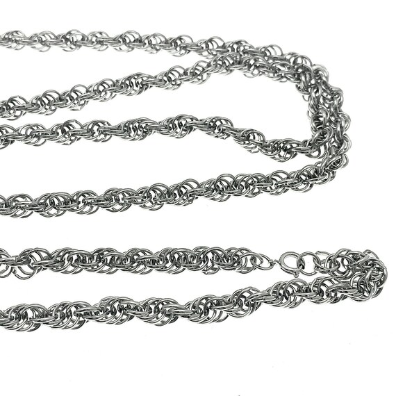 1970/1980s Long Fancy Chain Necklace, Art Deco St… - image 3