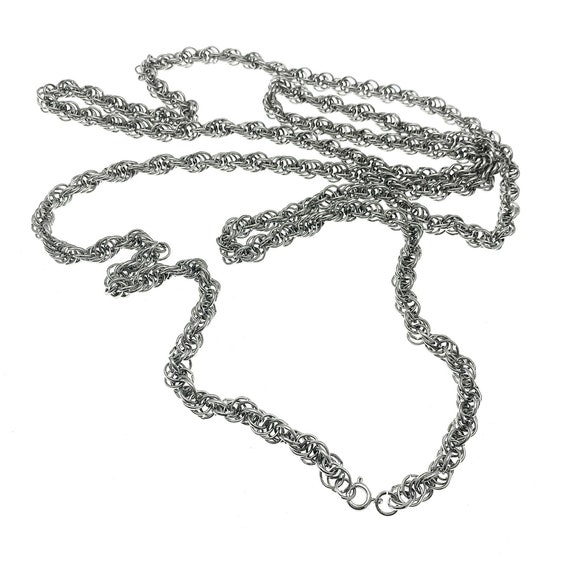 1970/1980s Long Fancy Chain Necklace, Art Deco St… - image 7