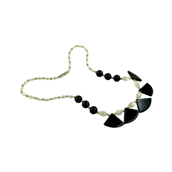 1960s MOP French Jet Delicate Necklace, Two Tone,… - image 4