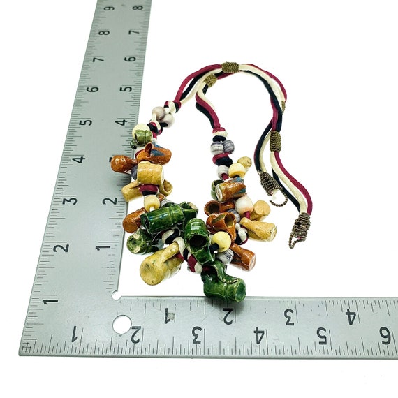 1970/1980s Mexican Folk Art Cluster Necklace, Pot… - image 10
