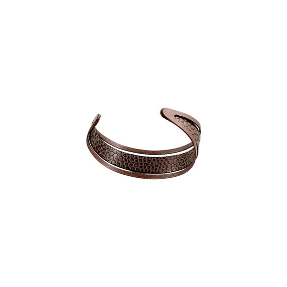 1970s Copper Modernist Unisex Cuff Bracelet, Hamm… - image 8