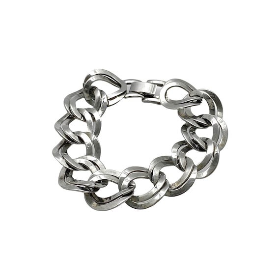 1980s Maxi Links Chunky Chain Bracelet, Stainless… - image 1