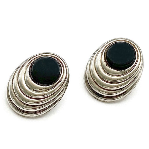 Sterling 925 Onyx Earrings, Modernist, Abstract, … - image 2