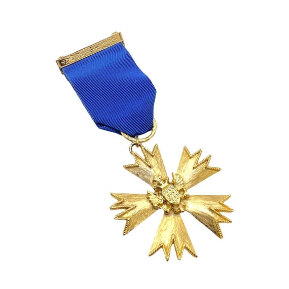 Sphinx Medal Drop Brooch Pin, Gold Plated Dangle,… - image 10