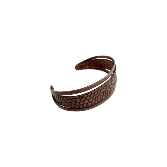 1970s Copper Modernist Unisex Cuff Bracelet, Hamm… - image 6
