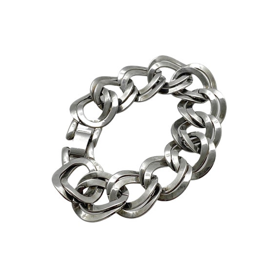 1980s Maxi Links Chunky Chain Bracelet, Stainless… - image 2