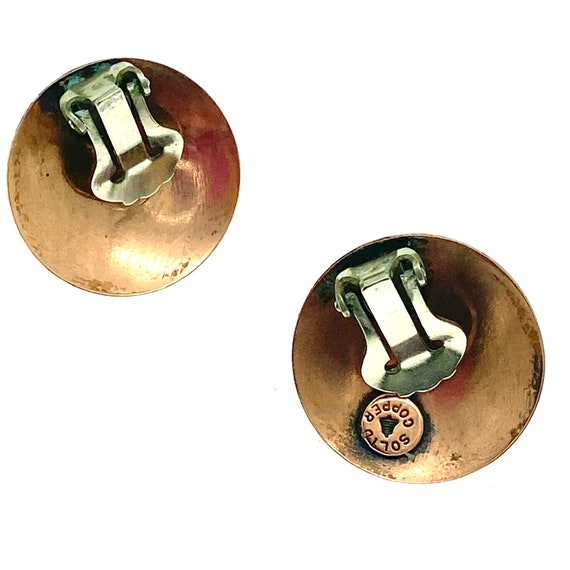 1960s Bell Trading Post Copper Clip On Earrings -… - image 7