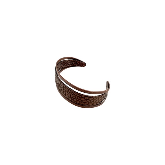 1970s Copper Modernist Unisex Cuff Bracelet, Hamm… - image 3
