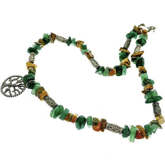 Tree of Life Medallion Stone Necklace -  Vintage … - image 3