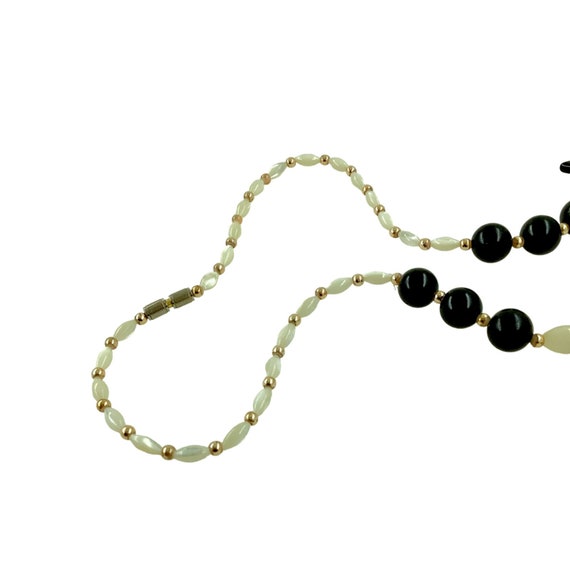 1960s MOP French Jet Delicate Necklace, Two Tone,… - image 7