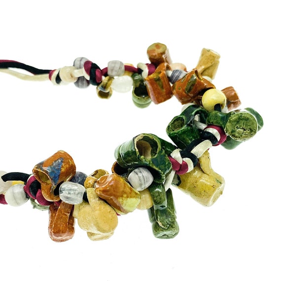 1970/1980s Mexican Folk Art Cluster Necklace, Pot… - image 3