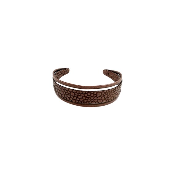 1970s Copper Modernist Unisex Cuff Bracelet, Hamm… - image 2