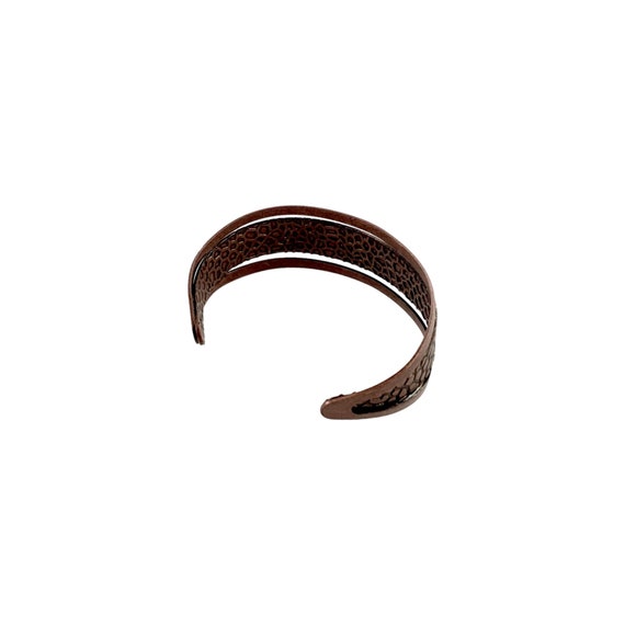 1970s Copper Modernist Unisex Cuff Bracelet, Hamm… - image 5