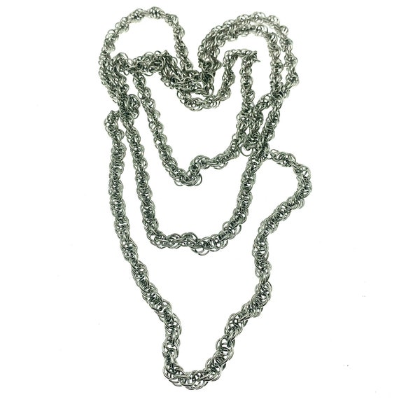 1970/1980s Long Fancy Chain Necklace, Art Deco St… - image 2