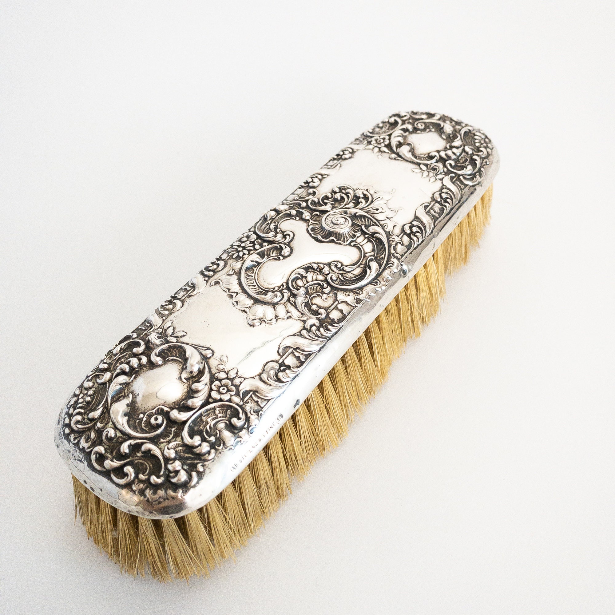 1895 unger Brothers Sterling Silver Clothing Brush With Floral Art ...