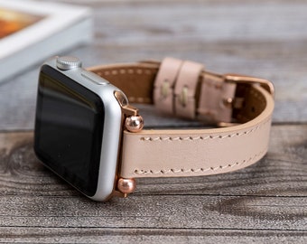 Apple Watch Band 38mm 40mm 41mm 42mm 44mm for Apple Watch Series 7 6 5 4 3 2 SE, Leather Smartwatch Band Women