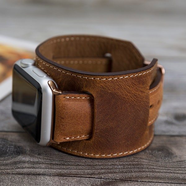 Handmade Antic Leather Watch Cuff, Apple Watch Band, Watch Strap, Wrist Watch, Bracelet Watch, 38mm 40mm 41mm 42mm 44mm 45mm 49mm