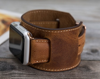 Handmade Antic Leather Watch Cuff, Apple Watch Band, Watch Strap, Wrist Watch, Bracelet Watch, 38mm 40mm 41mm 42mm 44mm 45mm 49mm