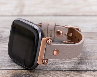 Fitbit Versa 3, Versa 2 leren horlogeband, roségouden Fitbit Versa, leren Fitbit Versa-horloge voor dames, Fitbit Versa-band, cadeau voor haar