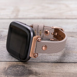 Correa de cuero para reloj Fitbit Versa 3, Versa 2, Fitbit Versa en oro rosa, reloj Fitbit Versa de cuero para mujer, correa Fitbit Versa, regalo para ella