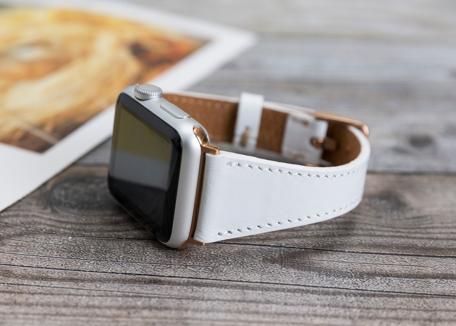 White Leather Apple Watch Band 38mm 40mm 42mm 44mm Slim Etsy