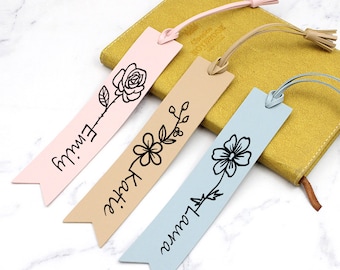 Personalized Bookmark With Name, Birth Month Flower Custom Bookmark for Women, Memorial Bookmark with Tassel, Customized Bookmark Gift