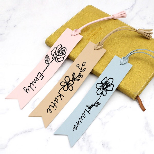 Personalized Bookmark With Name, Birth Month Flower Custom Bookmark for Women, Memorial Bookmark with Tassel, Customized Bookmark Gift