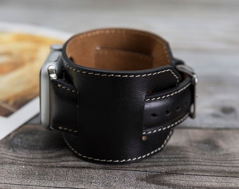 Handmade Antic Leather Watch Cuff, Apple Watch Band, Watch Strap, Wrist Watch, Bracelet Watch, 38mm 40mm 41mm 42mm 44mm 45mm Series 9 8 7 6