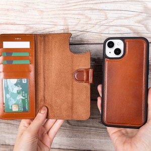Funda de cuero tipo billetera para iPhone 16 Pro Max para hombres y mujeres, funda personalizada para iPhone 16, Pro y Plus, funda compatible con carga inalámbrica/MagSafe