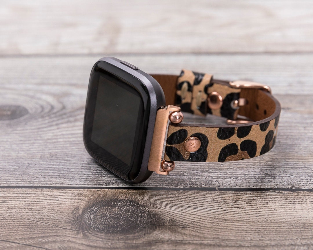 Fitbit Versa 2 Leather Watch Band Rose Gold Fitbit Versa Etsy