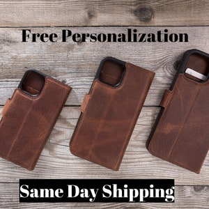 Funda de cuero tipo billetera para iPhone 16 con protección RFID para hombres y mujeres, funda personalizada para iPhone 16 Pro-Plus-Pro Max con colores marrón y negro