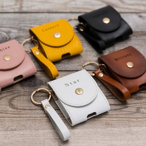 Leren AirPods-hoes, aangepaste leren tas voor Apple AirPods 1 en 2, oortelefoonhoes, houder reisheadpones, AirPods personaliseren