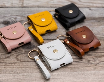 Leather AirPods Case, Custom Leather Case for Apple AirPods 1 & 2, Earphones Case, Traveling Headpones Holder, Personalize AirPods