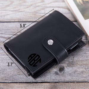 Cartera de hombre personalizada, cartera de cuero con soporte para AirTag, tarjetero mecánico, accesorio de viaje moderno, regalo de San Valentín