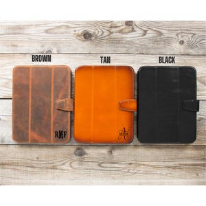 Leren iPad Mini-hoesje, leren iPad-hoes, iPad Mini (2024) portemonneehoesje, gepersonaliseerde iPad Mini-hoes met pennenhouder, luxe tablethoes