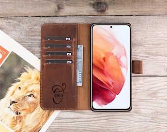 Personalized Leather Wallet Phone Case for Samsung Galaxy, RFID Blocking