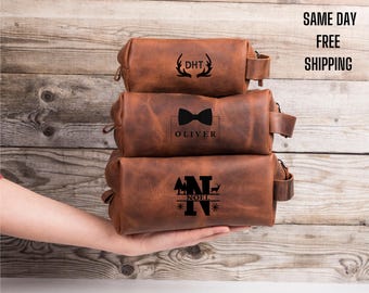 Leather Toiletry Bag, Groomsmen Gifts, Personalized Dopp Kit, Anniversary Gift for Him, Men's Travel Bag, Gift for Husband, Gift For Him,