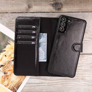 Capa de couro para Samsung Galaxy S25 Ultra S25Plus S25, capa removível para S25 Ultra, capa personalizada para S24 S23 com proteção RFID.