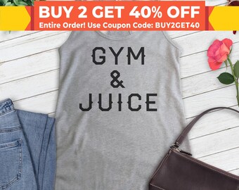 Gym & Juice Tank Top, Ladies Racerback, Workout Tank Top, Gym Tank Top, Running Tank Top, Yoga Tank Top, Exercise Tank, Sports Tank Top