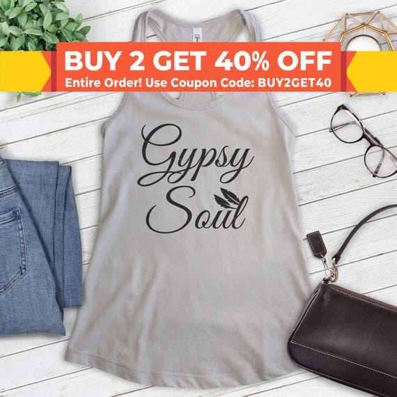 Gypsy Soul Tank Top, Ladies Racerback, Gypsy Tank Top, Wild Tank Top, Freedom Tank Top, Free Soul Tank Top